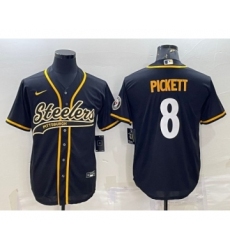 Men's Pittsburgh Steelers #8 Kenny Pickett Black Cool Base Stitched Baseball Jersey