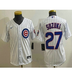 Youth Chicago Cubs #27 Seiya Suzuki White Limited Stitched Jersey