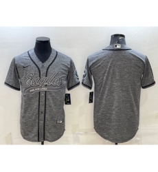 Men's Philadelphia Eagles Blank Grey With Patch Cool Base Stitched Baseball Jersey