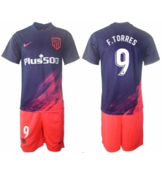 Men 2021-2022 Club Atletico Madrid away purple 9 Soccer Jersey