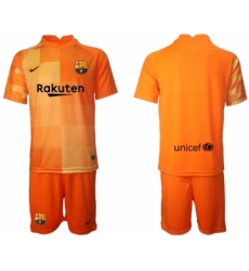 Men 2021-2022 Club Barcelona orange red goalkeeper blank Soccer Jersey