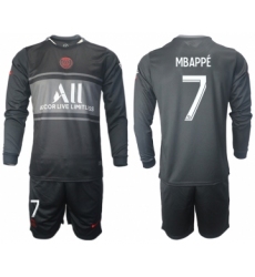 Men 2021-2022 Club Paris St German Second away black Long Sleeve 7 Soccer Jersey