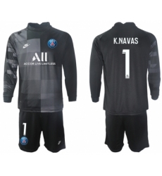 Men 2021-2022 Club Paris St German black goalkeeper Long Sleeve 1 Soccer Jersey