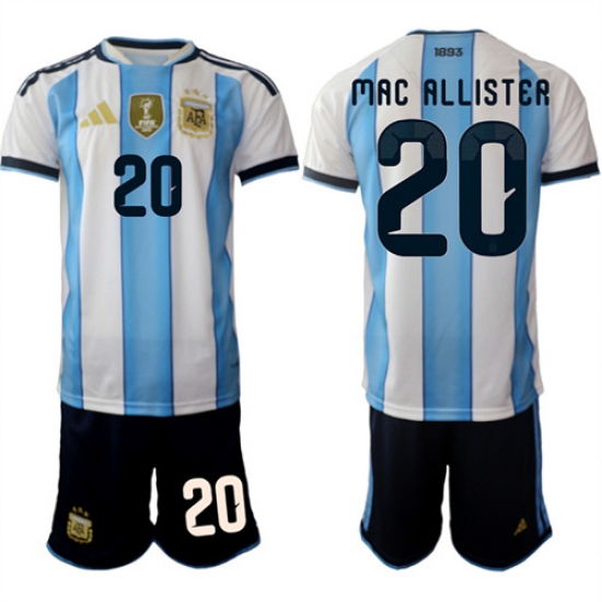 Men's Argentina #20 MAC ALLISTER National Team FIFA x World Cup 2026 Home White On Field Jersey