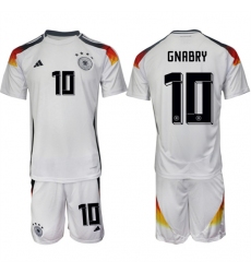 Men's Germany #10 Serge Gnabry White 2024-25 Home Soccer Jersey Suit