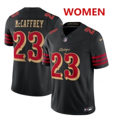 Women's San Francisco 49ers #23 Christian McCaffrey Black 2025 F.U.S.E. “Rivalries” Vapor Limited Stitched Football Jersey(Run Small)