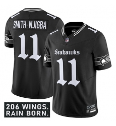 Men's Seattle Seahawks #11 Jaxon Smith-Njigba Black 2025 F.U.S.E. 'Gothic Rain City Shadows Edition' Vapor Limited Football Stitched Jersey