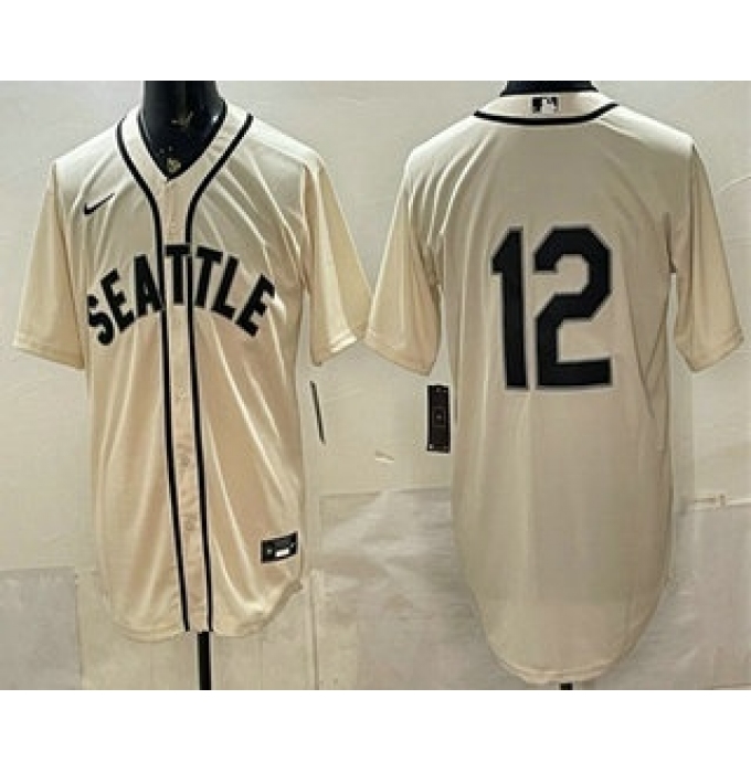 Men's Seattle Mariners #12 Josh Naylor Cream Alternate Stitched Jersey