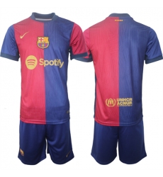 Men's Barcelona Custom Blue Red 2024-25 Home Soccer Jersey Suit