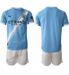 Men's Manchester City Custom 2025 Light Blue Home Soccer Jersey Suit