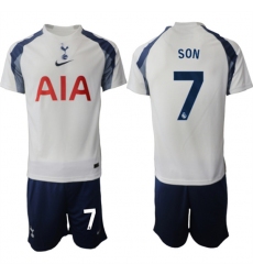 Men's Tottenham Hotspur #7 Son Heung-min 2025-26 White Home Soccer Jersey Suit