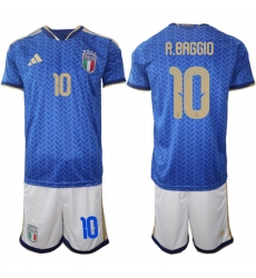 Men's Italy #10 R.BAGGIO National Team FIFA x World Cup 2026 Home Blue On Field Jerseys