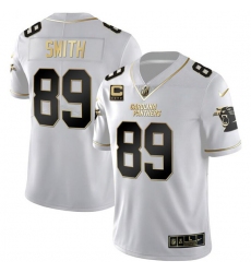 Men's Carolina Panthers #89 Steve Smith White Gold With 4-Star C Vapor Limited Stitched Football Jersey