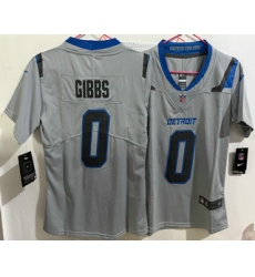 Women's Detroit Lions #0 Jahmyr Gibbs Grey 2026 Vapor Rivalries Collection Limited Stitched Jersey