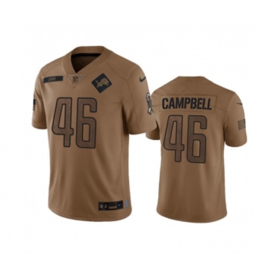 Men's Nike Detroit Lions #46 Jack Campbell 2023 Brown Salute To Service Limited Football Stitched Jersey Men's Nike Detroit Lions #46 Jack Campbell 2023 Brown Salute To Service Limited Football Stitched Jersey