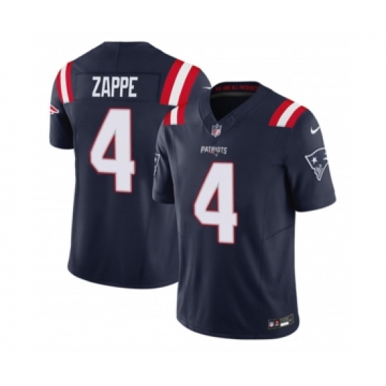 Men's Nike New England Patriots #4 Bailey Zappe Navy 2023 F.U.S.E. Vapor Limited Football Stitched Jersey Men's Nike New England Patriots #4 Bailey Zappe Navy 2023 F.U.S.E. Vapor Limited Football Stitched Jersey