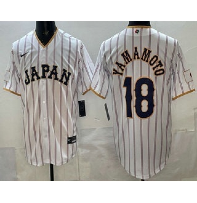 Men's Japan #18 Yoshinobu Yamamoto White 2026 World Baseball Classic Cool Base Jersey