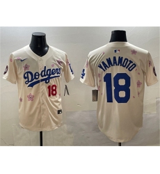 Men's Los Angeles Dodgers #18 Yoshinobu Yamamoto Cream 2025 Tokyo Series Limited Stitched Baseball Jersey