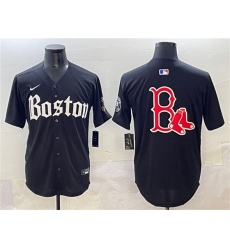 Men's Boston Red Sox Team Big Logo Black Gothic Vapor Limited Stitched Baseball Jersey