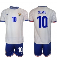 Men's France #10 Zidane White 2024-25 Away Soccer Jersey Suit