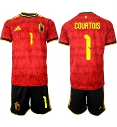 Men's Belgium #1 COURTOIS National Team FIFA x World Cup 2026 Home Red On Field Jersey