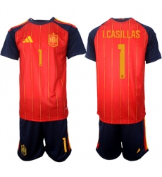 Men's Spain #1 I.CASILLAS National Team FIFA x World Cup 2026 Home Red On Field Jerseys