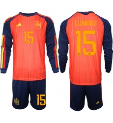 Men's Spain #15 CUMARSI National Team FIFA x World Cup 2026 Long Sleeve Home Red On Field Jerseys