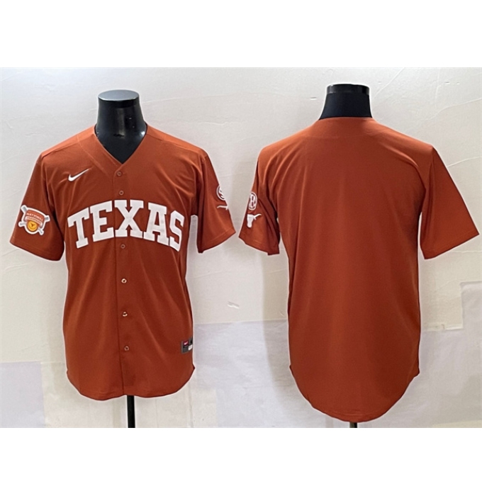 Men's Texas Longhorns Blank Orange 2025 Softball National Champions & SEC Patch Stitched Jersey