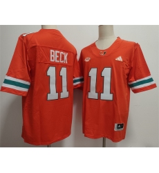 Men's Miami Hurricanes #11 Carson Beck Orange Stitched Football Jersey