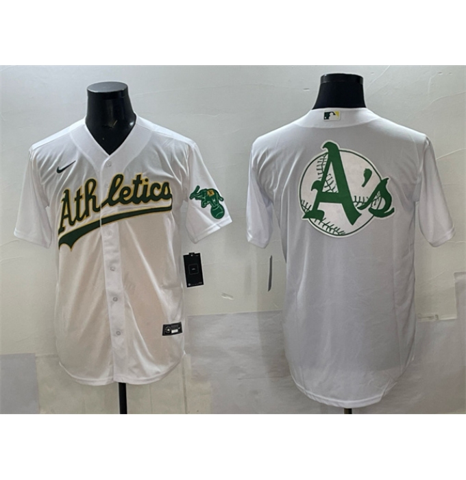 Men's Oakland Athletics Team Big Logo White Stitched Baseball Jersey