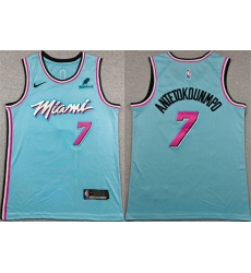 Men's Miami Heat #7 Giannis Antetokounmpo Blue Stitched Basketball Jersey