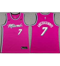 Men's Miami Heat #7 Giannis Antetokounmpo Pink Stitched Basketball Jersey