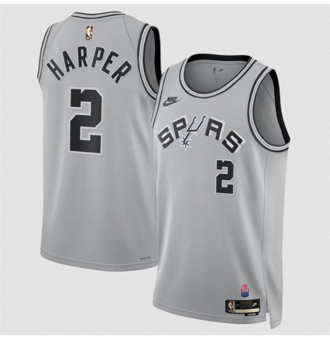 Men's San Antonio Spurs #2 Dylan Harper Silver 2026-27 Classic Edition Stitched Basketball Jersey
