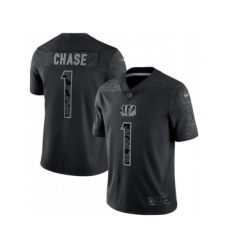 Men's Cincinnati Bengals #1 Ja'Marr Chase Reflective Limited Stitched Jersey
