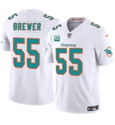 Men's Miami Dolphins #55 Aaron Brewer White 2025 F.U.S.E. With 1-Star C Vapor Limited Football Stitched Jersey