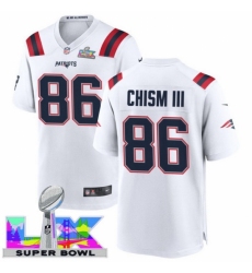 Men's New England Patriots #86 Efton Chism III White 2025 2026 Super Bowl LX F U S E Stitched Jersey