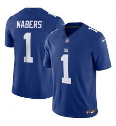 Men's New York Giants #1 Malik Nabers Blue 2024 Draft F.U.S.E. Vapor Untouchable Limited Football Stitched Jersey