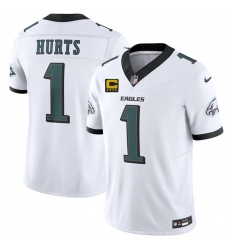Men's Philadelphia Eagles #1 Jalen Jurts White 2025 F.U.S.E. With 4-Star C Vapor Untouchable Limited Stitched Football Jersey