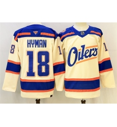 Men's Edmonton Oilers #18 Zach Hyman Light Beige 2025 Alternate Stitched Hockey Jersey