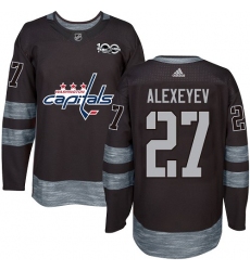 Men's Adidas Washington Capitals #27 Alexander Alexeyev Authentic Black 1917-2017 100th Anniversary NHL Jersey