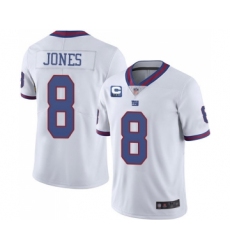 Men's New York Giants 2022 #8 Daniel Jones White With 3-star C Patch Stitched NFL Jersey