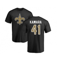 Football New Orleans Saints #41 Alvin Kamara Black Name & Number Logo T-Shirt