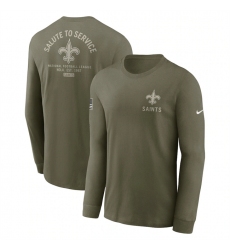 Men's New Orleans Saints Olive 2025 Salute to Service Sideline Long Sleeve T-Shirt