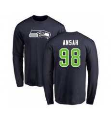 Football Seattle Seahawks #98 Ezekiel Ansah Navy Blue Name & Number Logo Long Sleeve T-Shirt