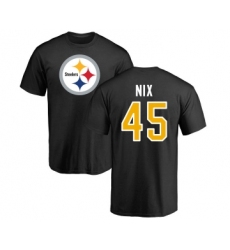 Football Pittsburgh Steelers #45 Roosevelt Nix Black Name & Number Logo T-Shirt
