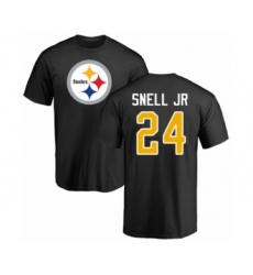 Pittsburgh Steelers #24 Benny Snell Jr. Black Name & Number Logo T-Shirt