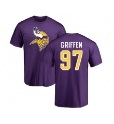 Football Minnesota Vikings #97 Everson Griffen Purple Name & Number Logo T-Shirt