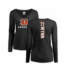 Football Women's Cincinnati Bengals #72 Kerry Wynn Black Backer Long Sleeve T-Shirt