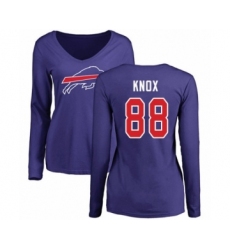 Football Women's Buffalo Bills #88 Dawson Knox Royal Blue Name & Number Logo Long Sleeve T-Shirt