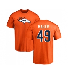 Football Denver Broncos #49 Craig Mager Orange Name & Number Logo T-Shirt